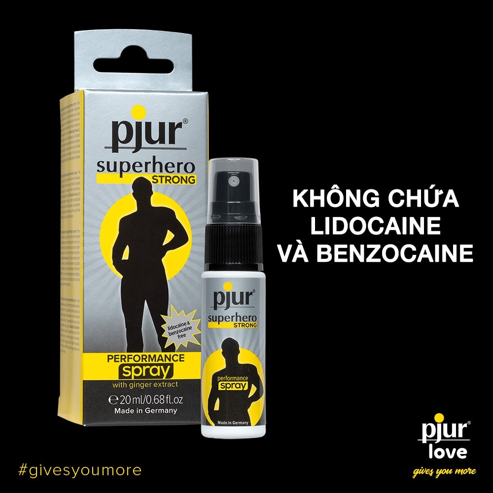 Xịt trì hoãn, kéo dài thời gian ontop sớm cho nam giới Pjur superhero Performance Chai 20ml lành tính an toàn