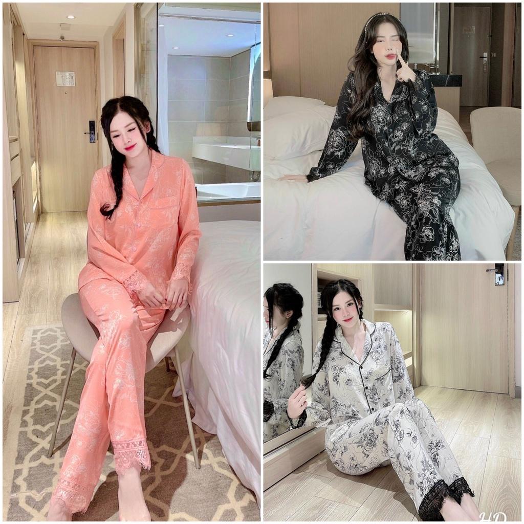 Bộ Bồ Ngủ Lụa Mango, Bộ Pijama Phối Ren HHC Store