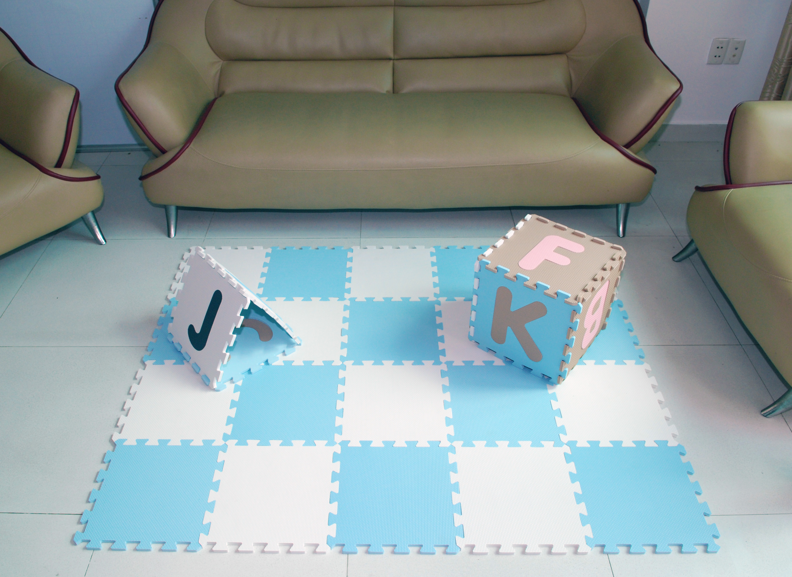 Thảm xốp lót sàn cho bé - đơn màu Pastel (10 miếng, diện tích 1m2) Smile Puzzle _KHÔNG MÙI TIÊU CHUẨN CHÂU ÂU