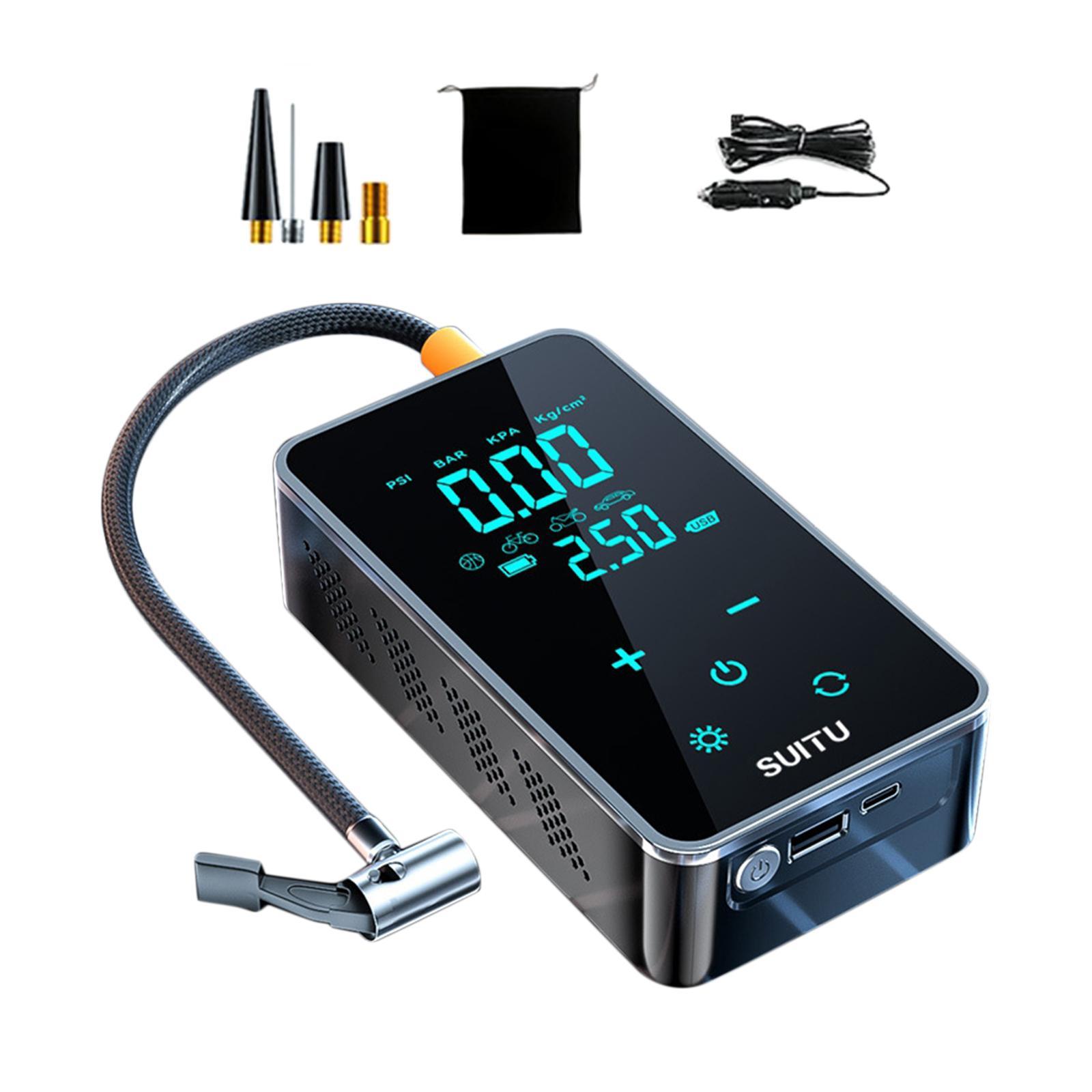 Tire Pump Tire Inflator 5V1A Multifunctional Charging Stop Rechargeable Mini Car with Cable Tire Inflatable Pump Touch Screen