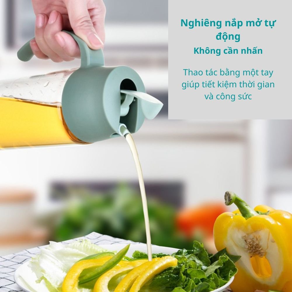 Chai Đựng Dầu Ăn SMARTCHOICE 450ml Nắp Hồng, Bình Đựng Dầu Ăn, Nước Mắm Thủy Tinh Cao Cấp Có Nắp Mở Tự Động