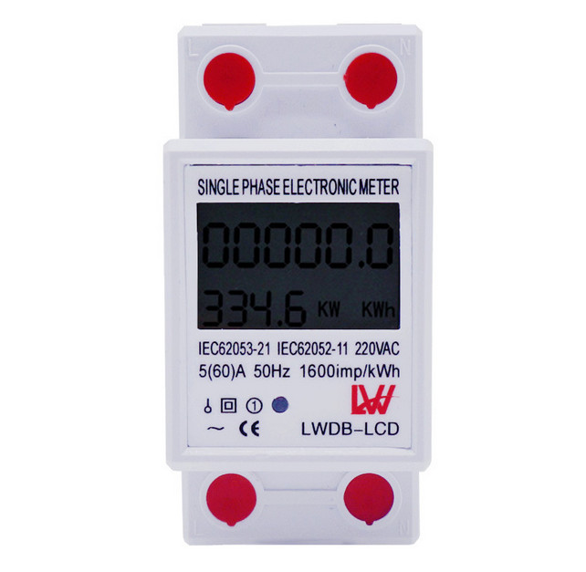 Công Tơ Điện Tử 1P 60A LW Đo Điện Tiêu Thụ Kwh Độ Chính Xác Cao Màn hình LCD