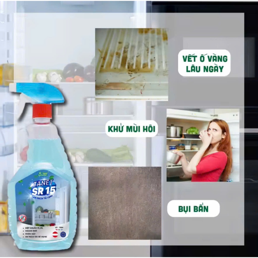 Chai Xịt Làm SạchTủ Lạnh , Lò Vi Sóng SR15 500ml Siêu Hiệu Quả