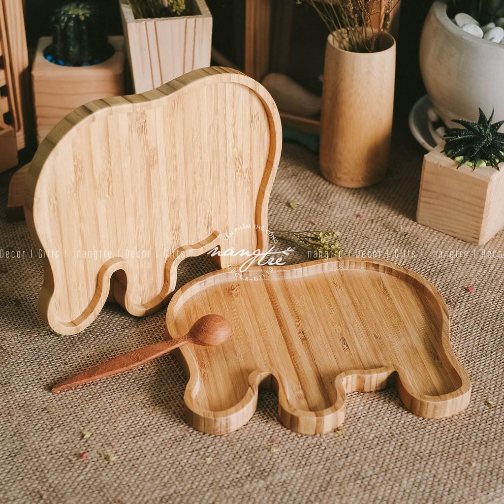 Khay gỗ tre hình con voi cho bé - Khay gỗ tre