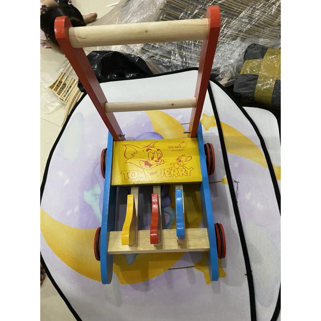 Xe tập đi 3 con chim bằng gỗ tự nhiên cho bé - xe tập đi con gà