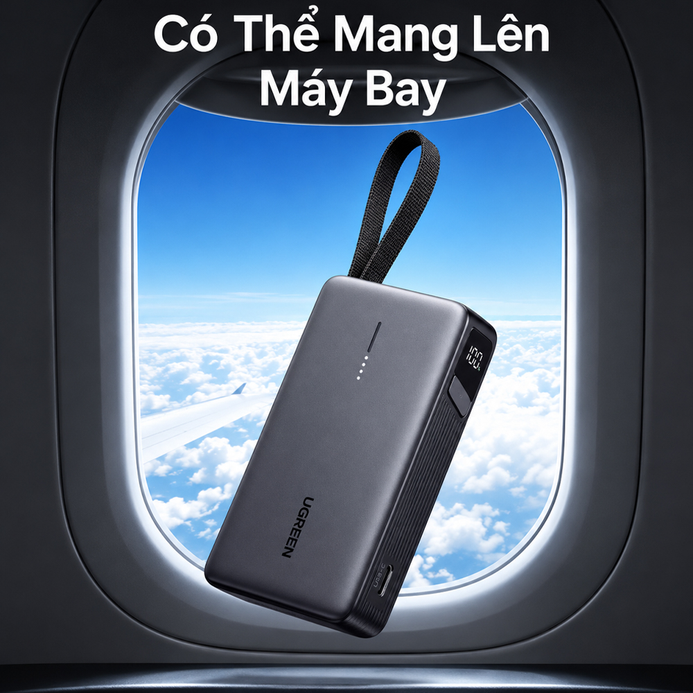 Sạc dự phòng Ugreen Nexode Power Bank Built-In Cable 1USB 1Type-C 67W 20000mAh PB550 85166B - Hàng chính hãng