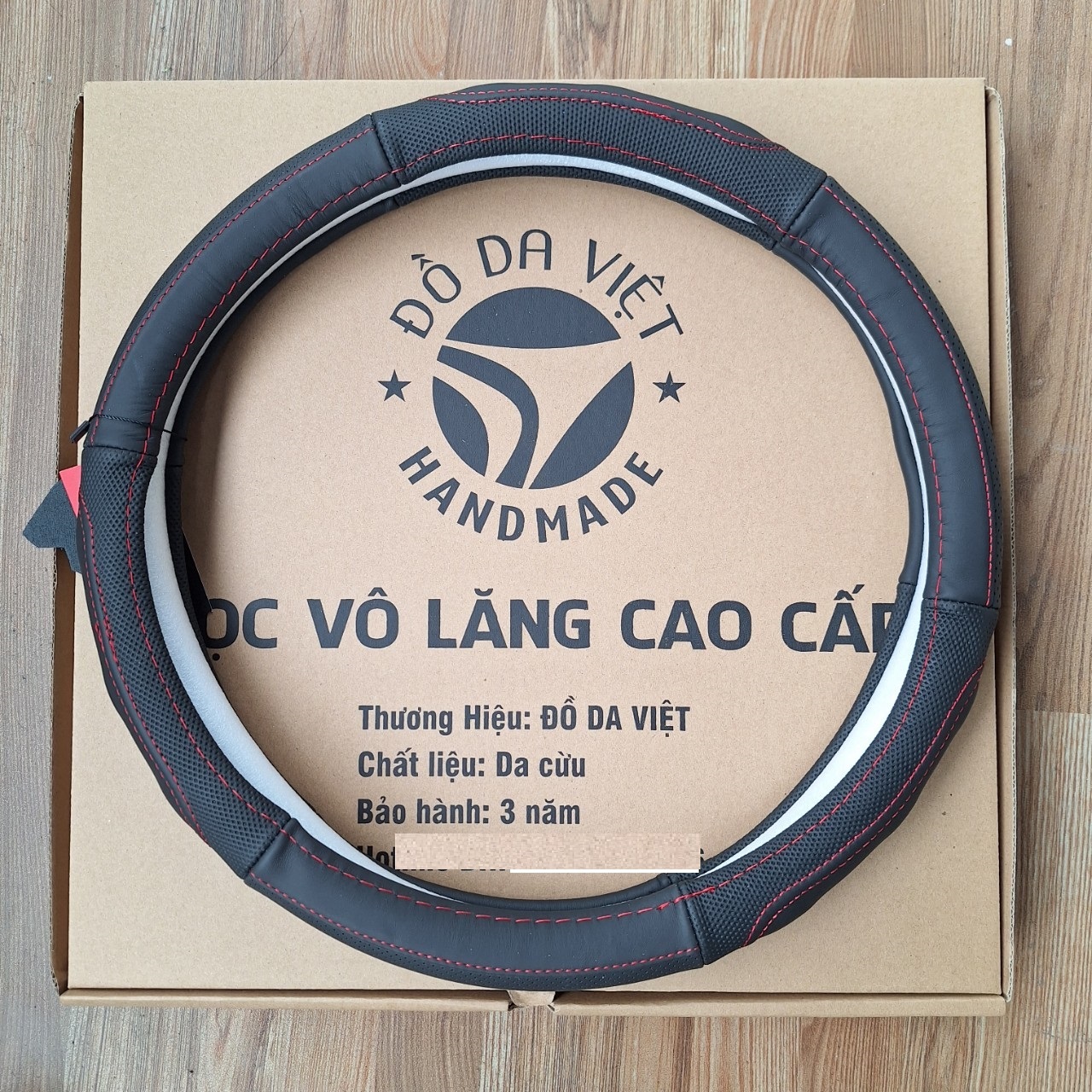 BỌC VÔ LĂNG Ô TÔ BẰNG DA CỪU 100%, DẠNG TRÒN SIZE 38 - CHÍNH HÃNG ĐỒ DA VIỆT bảo hành 3 năm