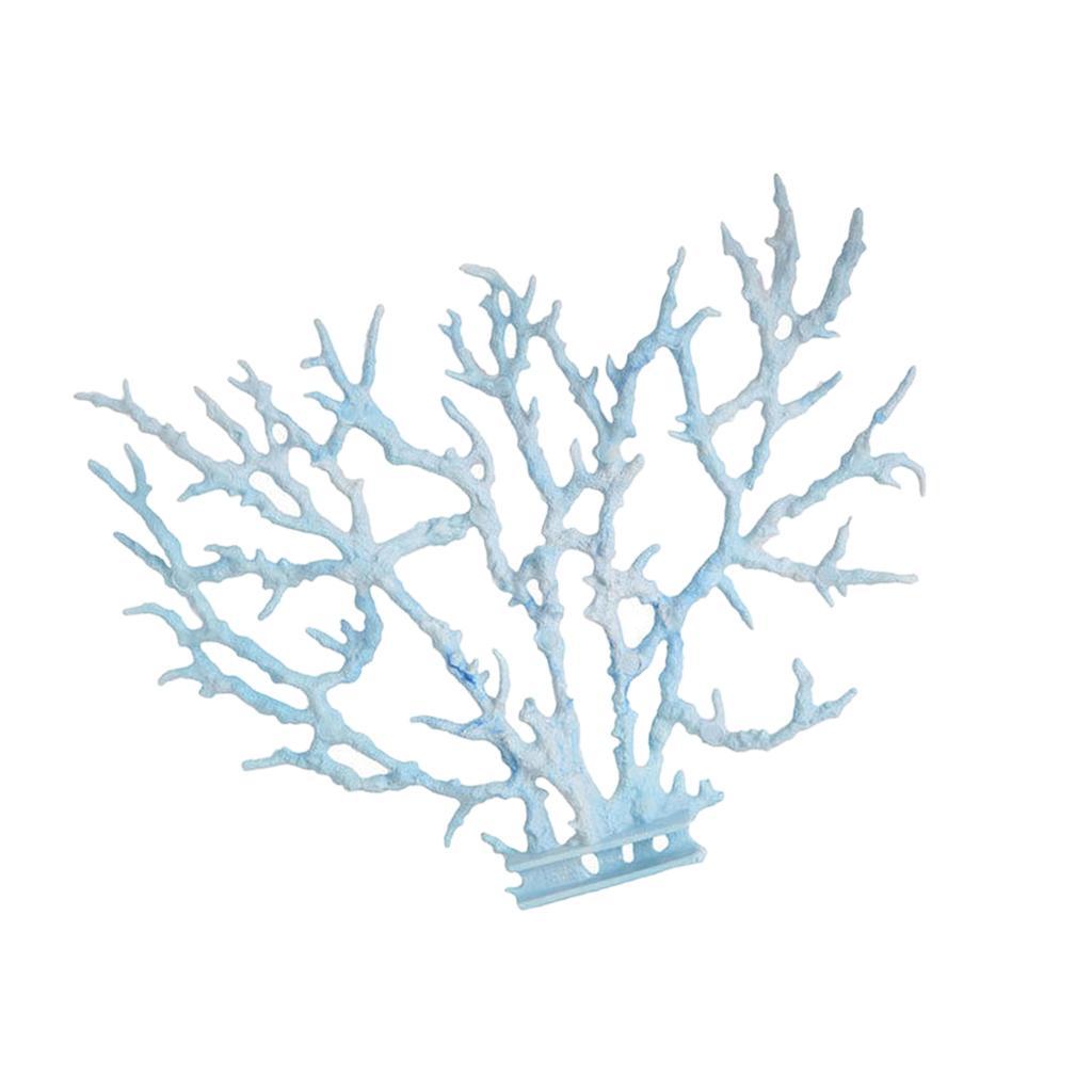 Artificial Plant Plastic Coral f/ Aquarium Fish Tank Background Decor L Blue