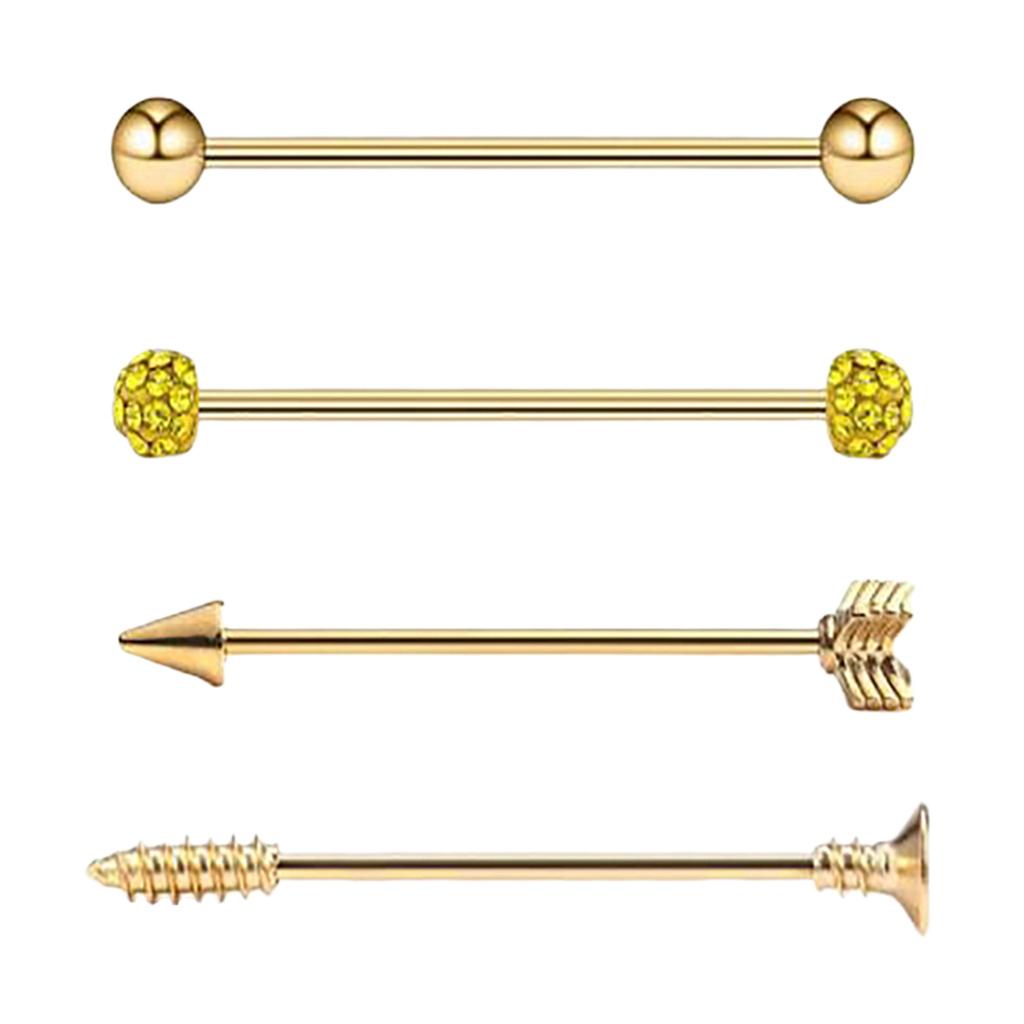 8 Pack Industrial Piercing Ball Barbell Ear Bar Earring 14G & 16G