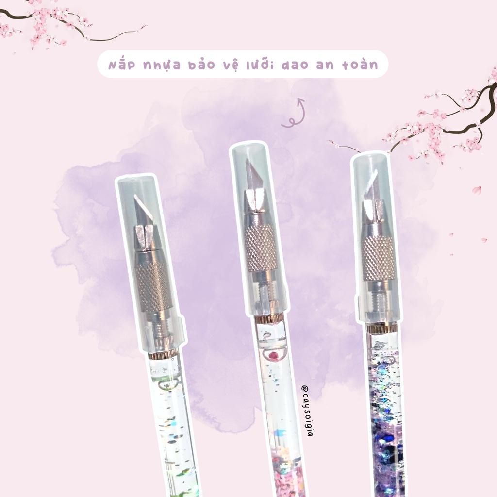 S146 - Bút dao rọc giấy gel kim tuyến thỏ Kuromi và Melody tiểu thư Lolita dễ thương unbox đơn hàng, cắt sticker washi - Cây Sồi Già