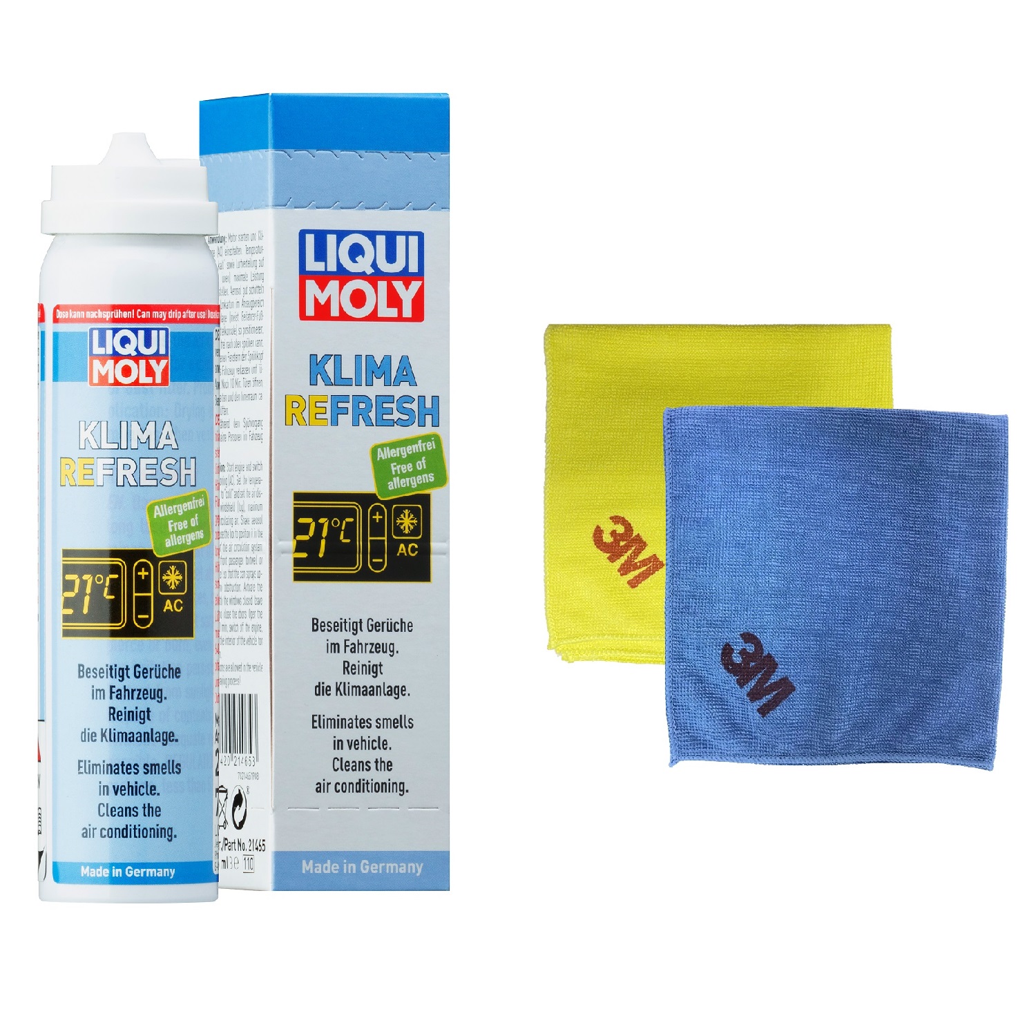 Chai xịt khử mùi và khử trùng máy lạnh Liqui Moly 20000 - Tặng kèm 1 khăn lau chuyên dụng 3M màu ngẫu nhiên
