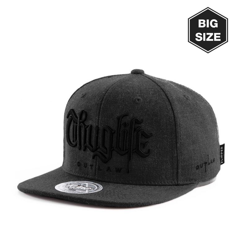 PREMI3R Mũ lưỡi trai snapback FLIPPER THUG Big Logo charcoal phong cách hàn quốc