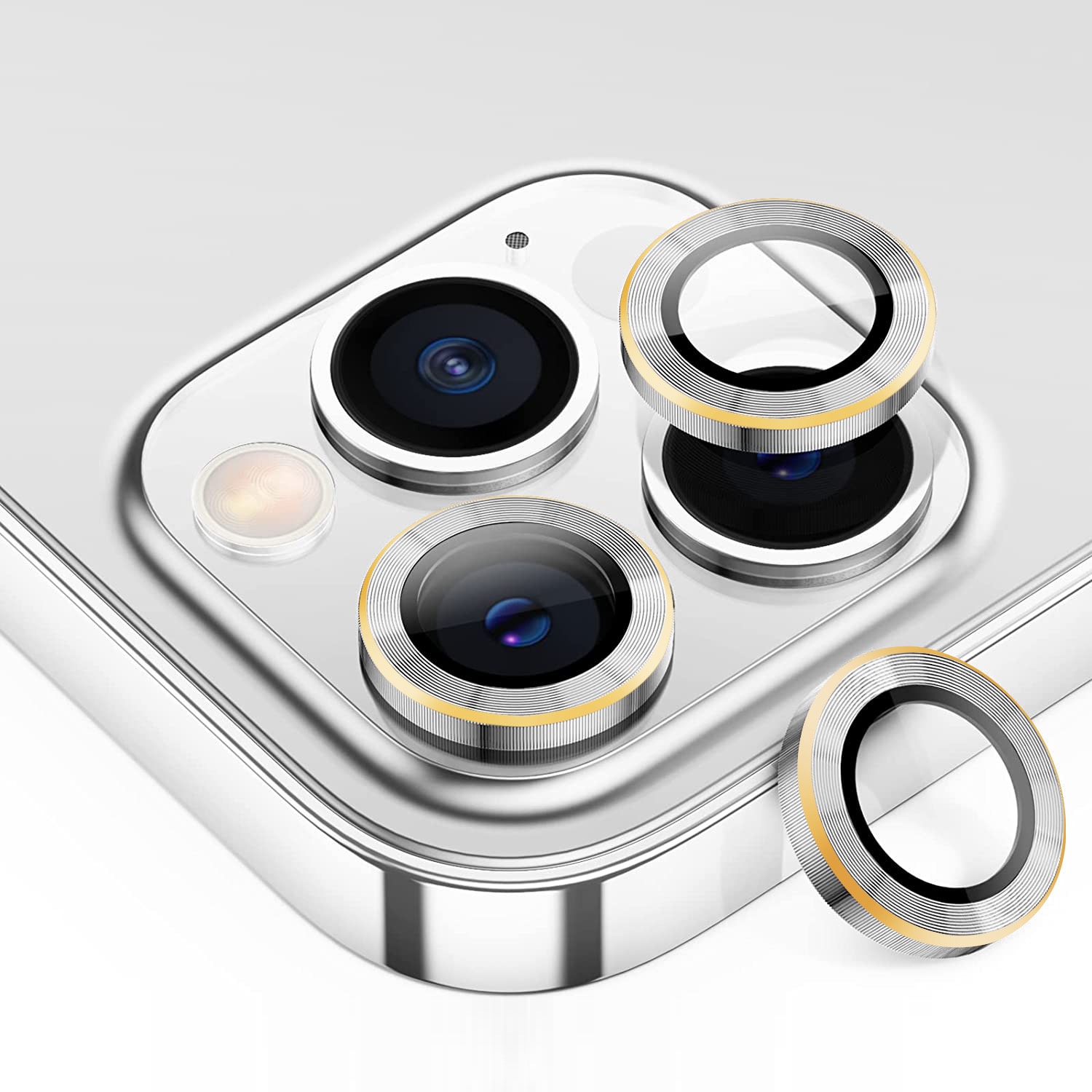 Kính Cường Lực Cho Camera Lens Mipow Diamondshield Chống Va Đập Matallic Titanium Alloy Dành Cho Iphone 14 Pro Max 14 Pro Hàng Chính Hãng - Silver