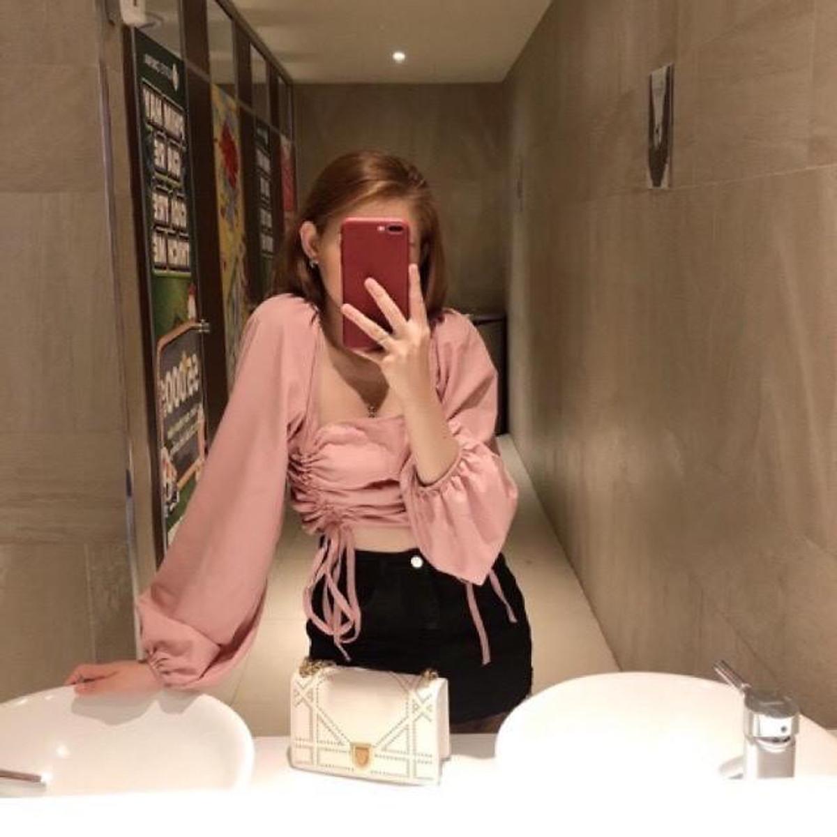 ÁO BẸT VAI CROPTOP RÚT NGỰC TRƠN BASIC - ÁO KIỂU CRT ULZANG HOT GIRL