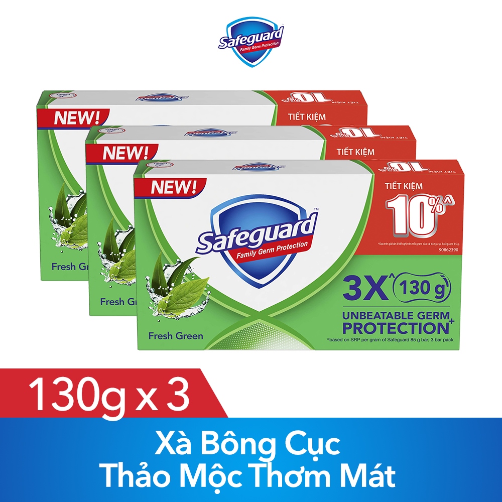 Combo 3 - Lốc 3 Xà Bông Cục Safeguard Thảo Mộc Thơm Mát 130g x 3