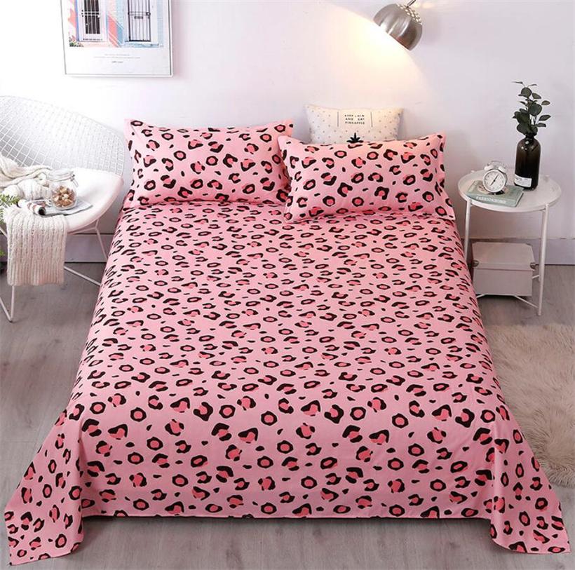 Cotton Polyester Màu Hồng In Họa Ga Giường Tấm Phẳng Mềm Mại Ấm Chăn Ga Gối Đầu Tờ Đơn Đôi Nữ Hoàng Vương Kích Thước Giường