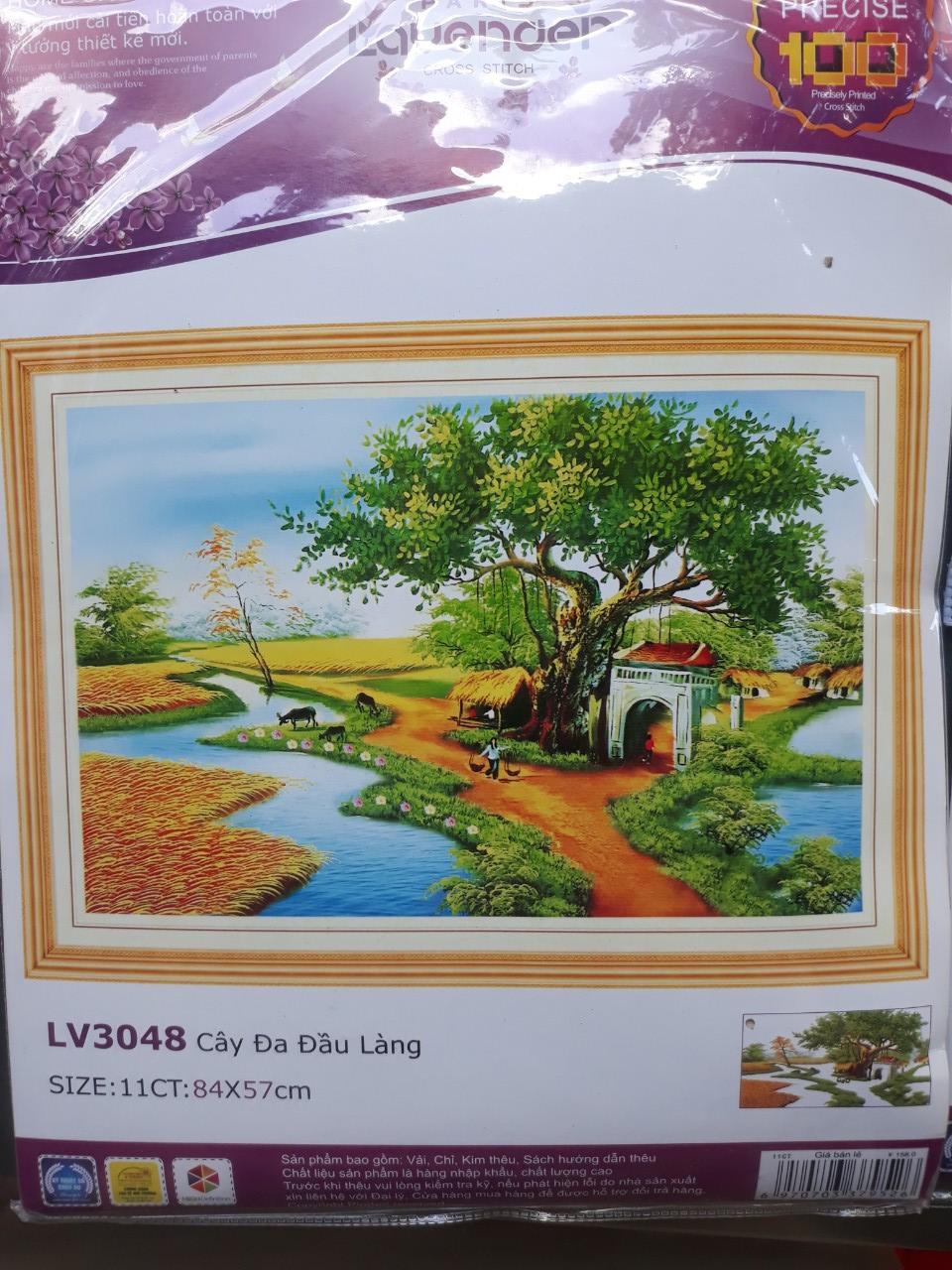 Tranh thêu chữ thập cây đa đầu làng việt LV3048 - 84 x 57 cm - chưa thêu
