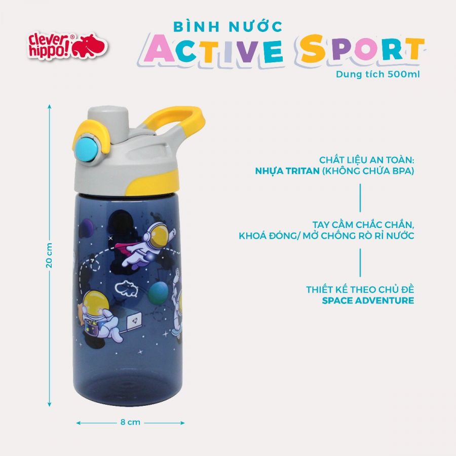 Bình Nước Tritan Space Adventure CLEVER HIPPO WB02/NAVY