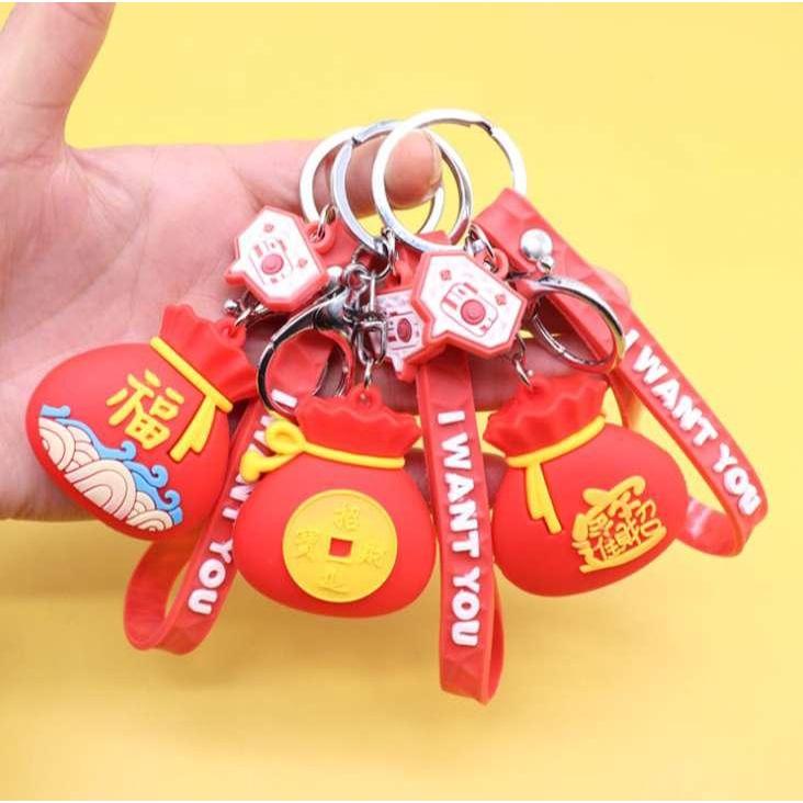 Móc khóa hình chó bulldog dễ thương, móc chìa khoá keychain cún dog nhiều màu