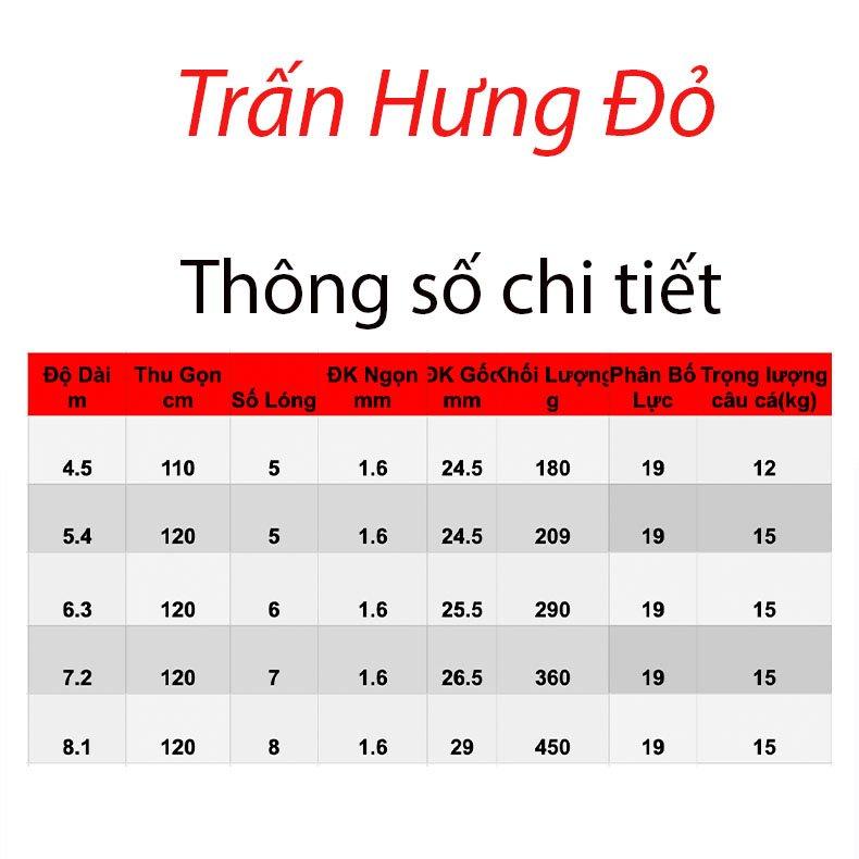 Cần Câu Tay Cao Cấp Trấn Hưng Đỏ 12H 19i Cần Câu Đài Carbon 36T Chính Hãng Có Bảo Hành