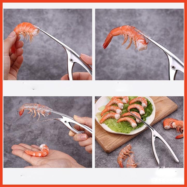 COMBO 2 Dụng Cụ Kìm Tách Lột Vỏ Tôm Chất Liệu Inox Không Gỉ