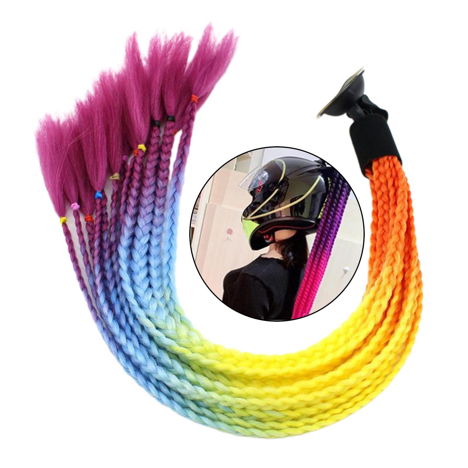 2Pcs 55cm Hair Helmet Ponytail Gradient Ponytail for Motorcycles