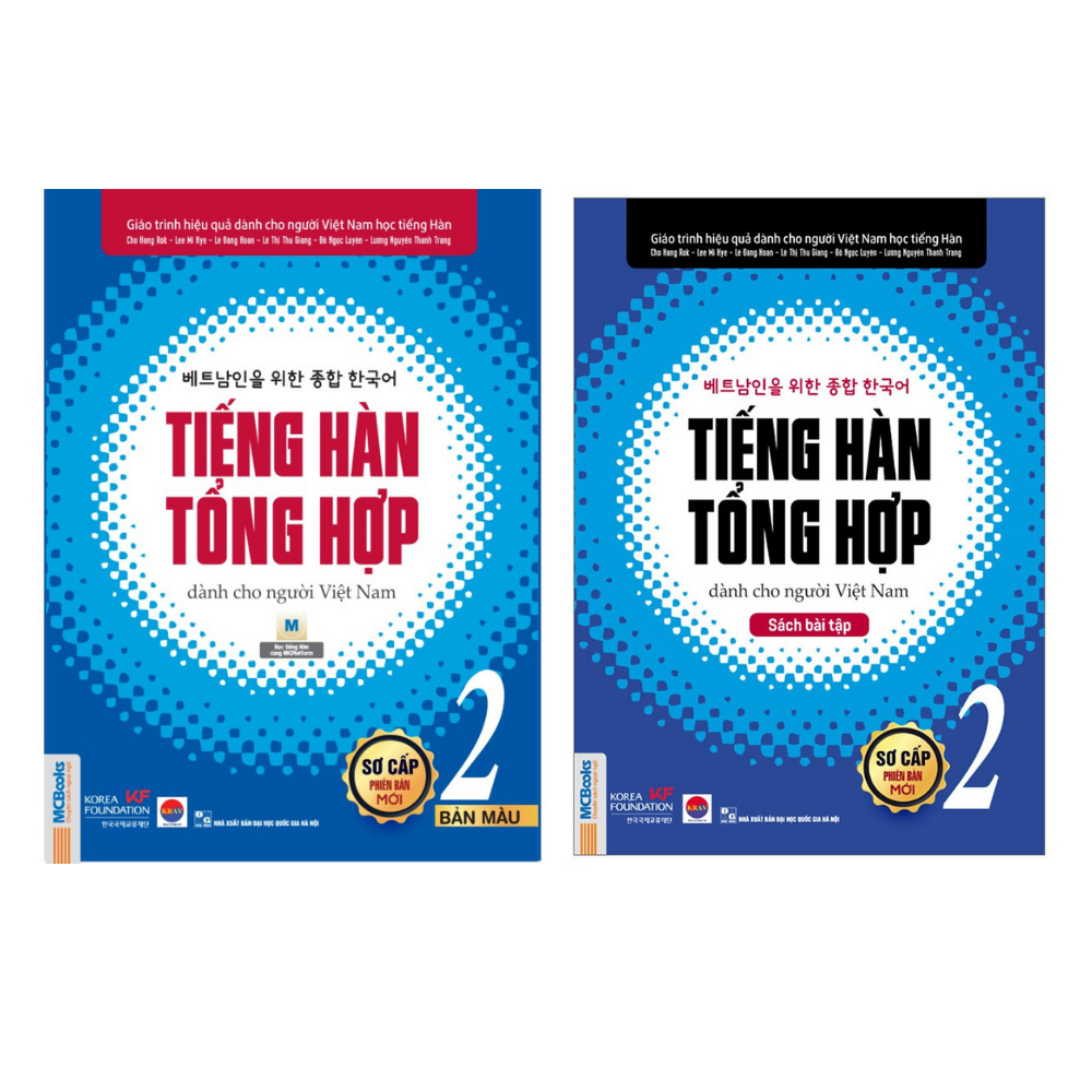 Combo Giáo trình tiếng Hàn tổng hợp dành cho người Việt Nam – Sơ cấp 2 bản màu + sách bài tập (tặng kèm giấy nhớ PS))