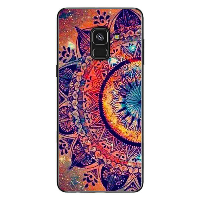 Ốp Lưng Dành Cho Samsung Galaxy A8 2018 - Họa Tiết Mandala Đen Cam