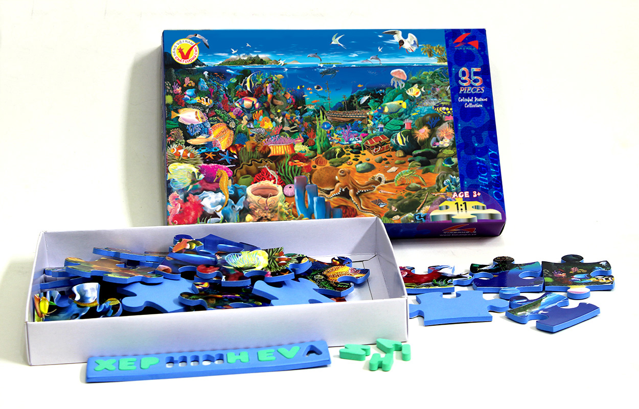 Tranh xếp hình Tia Sáng Jigsaw Puzzle 035 mảnh phát triển trí tuệ cho bé - Sắc màu Đại dương - MSP: 035-011