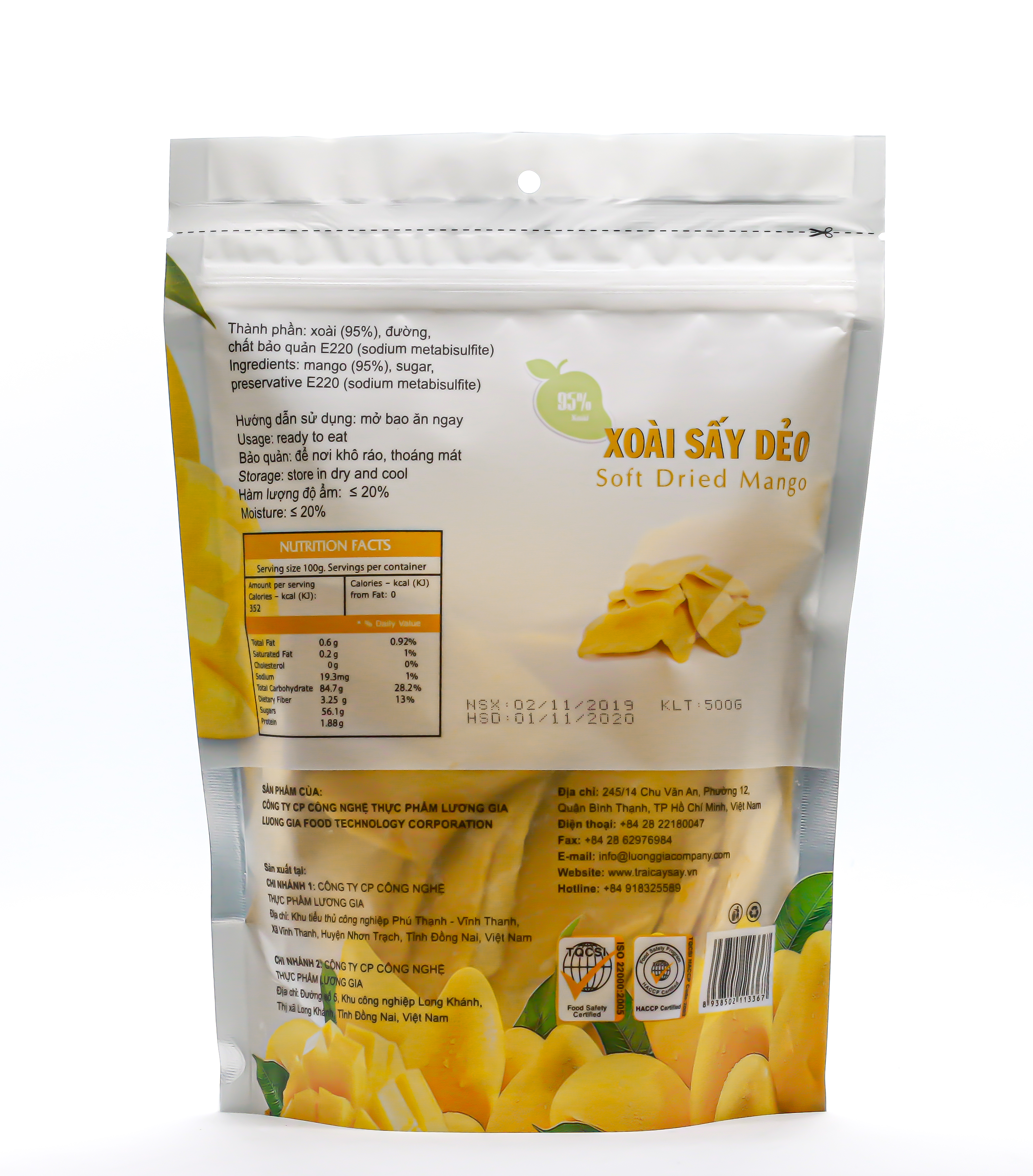 Xoài sấy dẻo Ohla -500 g