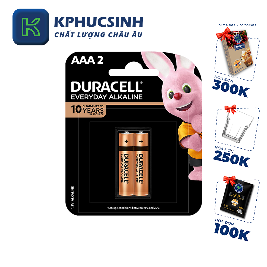 Pin kiềm Duracell Everyday AAA vỉ 2 viên