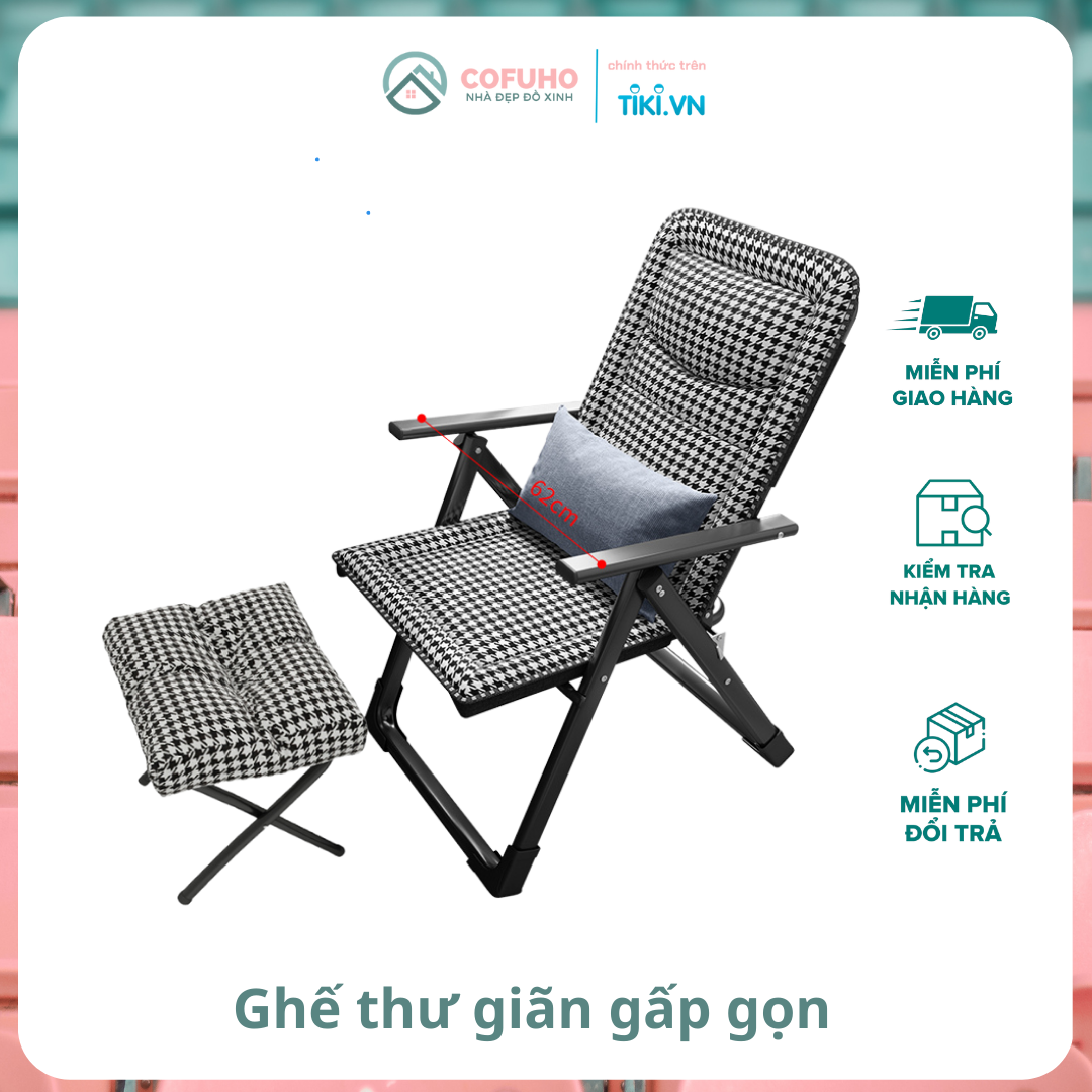 Ghế Thư Giãn Ngả Lưng Nhiều Cấp Độ 2305, Ghế Gấp Ngủ Trưa Văn Phòng Cất Gọn Kèm Đôn