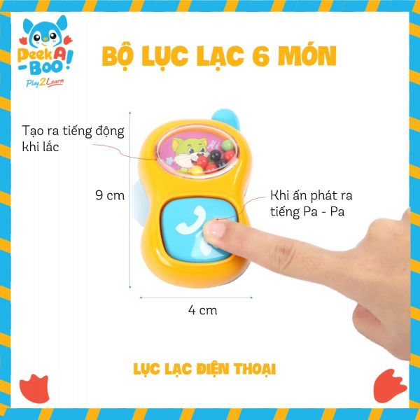 Đồ Chơi Bộ lục lạc 6 món cho bé PEEK A BOO 939A