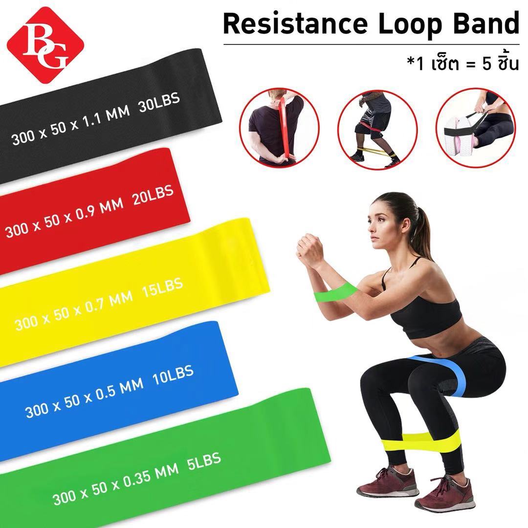 Dây đàn hồi mini band,Bộ 5 dây đàn hồi tập gym tập yoga dây đàn hồi kháng lực cao cấp, dây đàn hồi tập thể dục BG ( bộ 5 dây đủ màu trong 1 túi ) hàng nhập khẩu