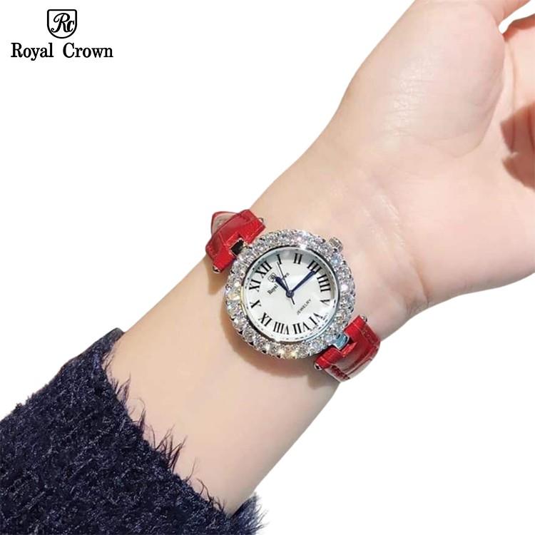 Đồng Hồ Nữ Chính Hãng Dây Da Royal Crown 6305 Chống Nước Chống Xước