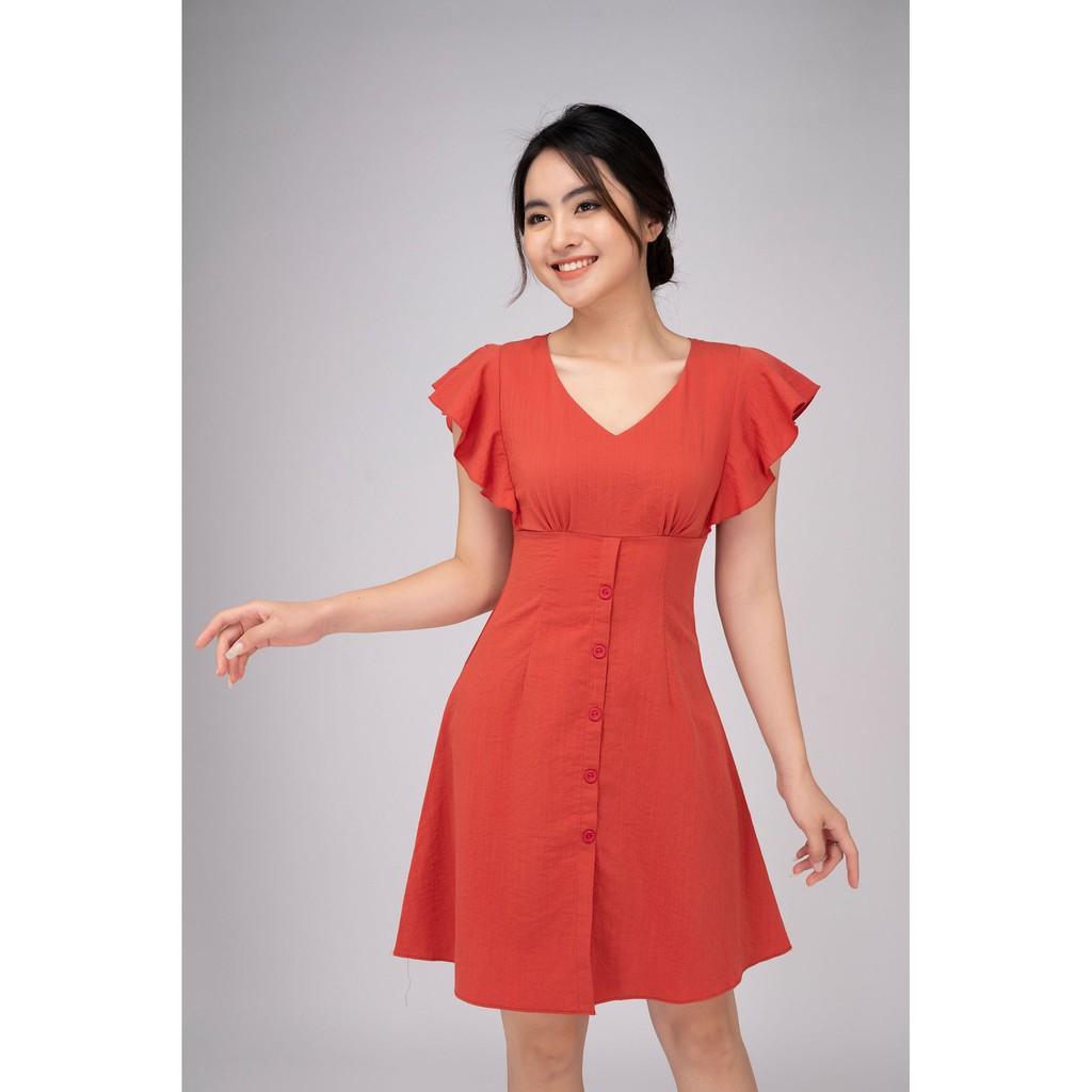 Đầm nữ cổ tim tay cánh tiên, đầm nữ dáng xòe cúp ngực TKFASHION DK817