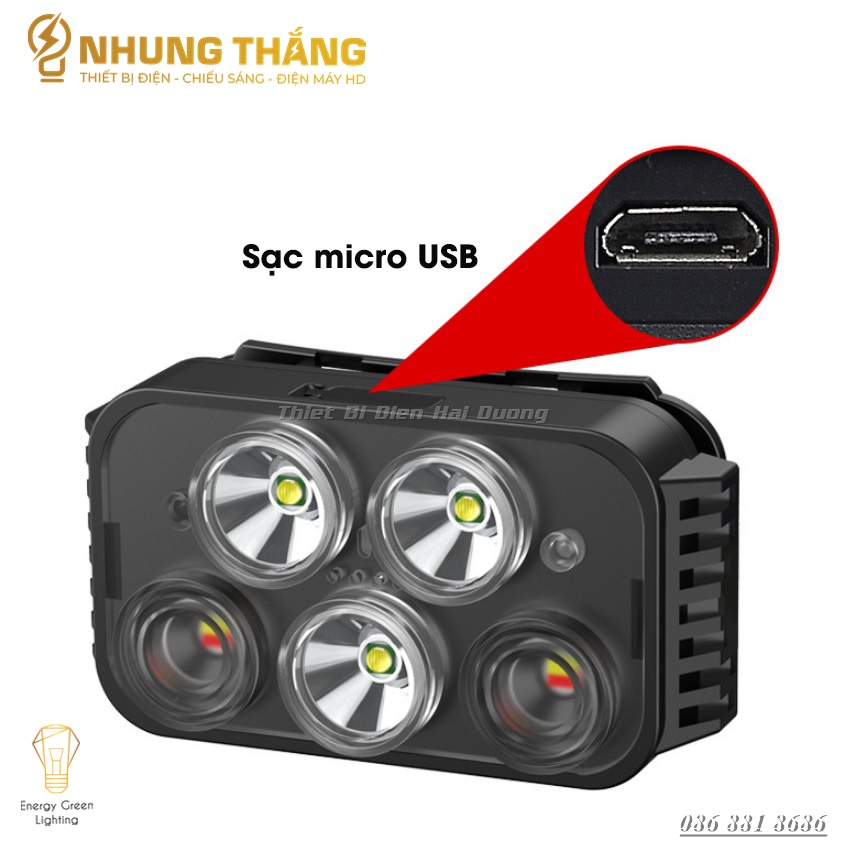 Đèn Pha Đội Đầu Xoay Cảm Ứng TD16602 - 7 Chế độ sáng - Chip LED Siêu Sáng - Dung lượng Pin Lớn - CÓ VIDEO