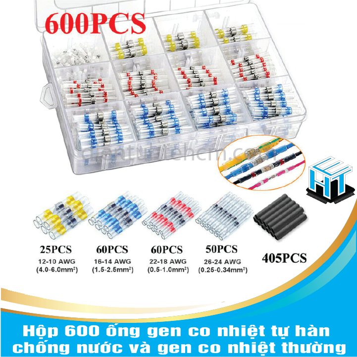 Hộp 600 ống gen co nhiệt tự hàn chống nước và gen co nhiệt thường