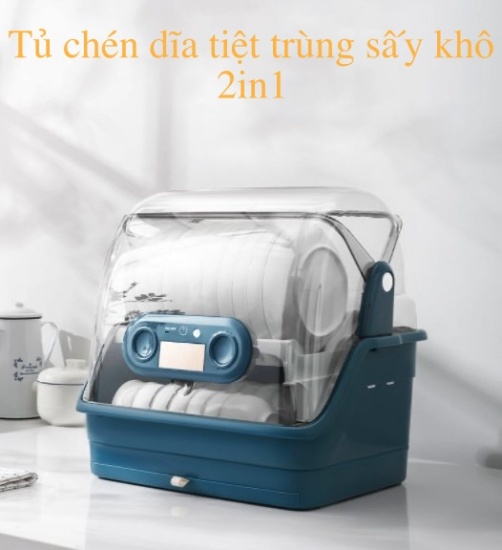 Tủ đựng chén dĩa sấy khô tiệt trùng 2in1 UV