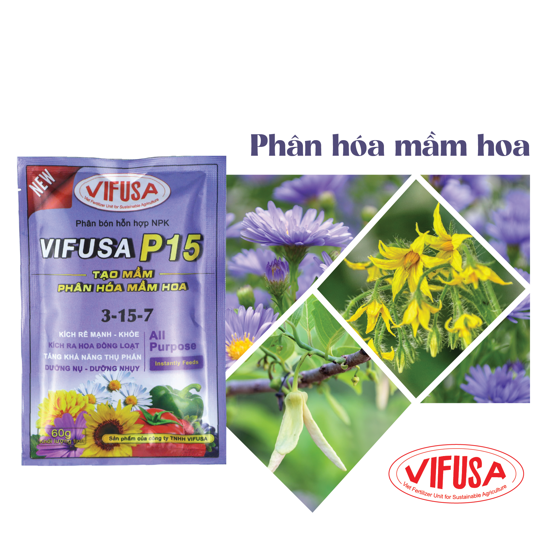 VIFUSA-P15 - Phân bón Lân hữu cơ gói 60g