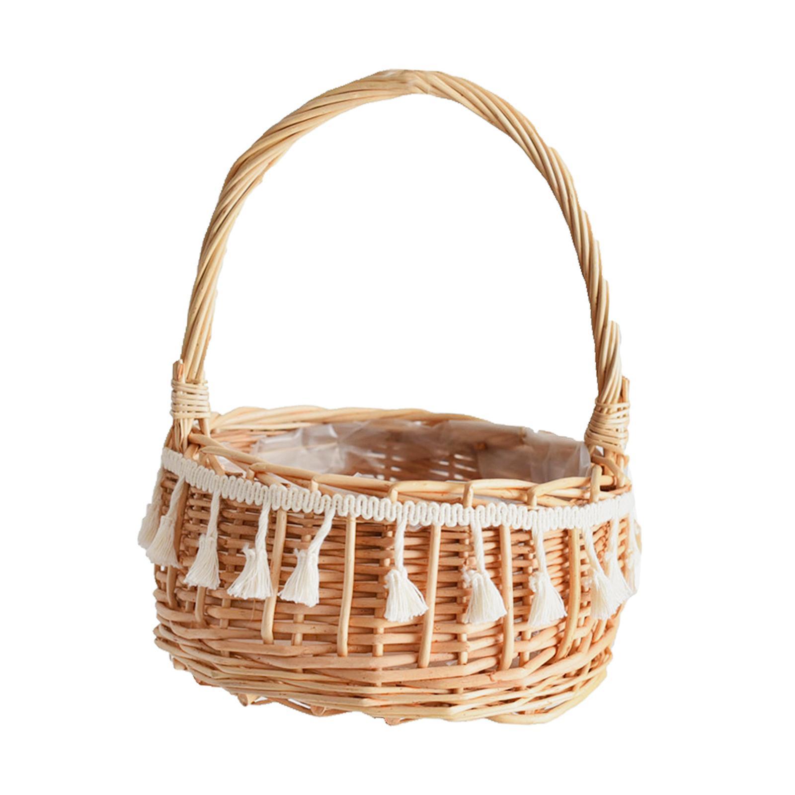 Storage Basket with Handle Picnic Basket Flower Girl Basket for Bedroom