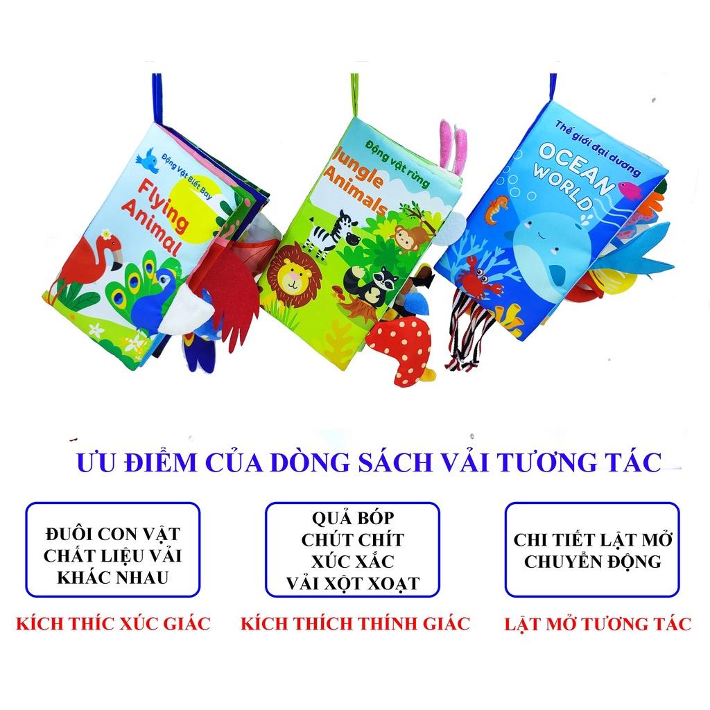 Sách vải cho bé - Sách vải tương tác đoán đuôi con vật - Sách vải con vật vui vẻ