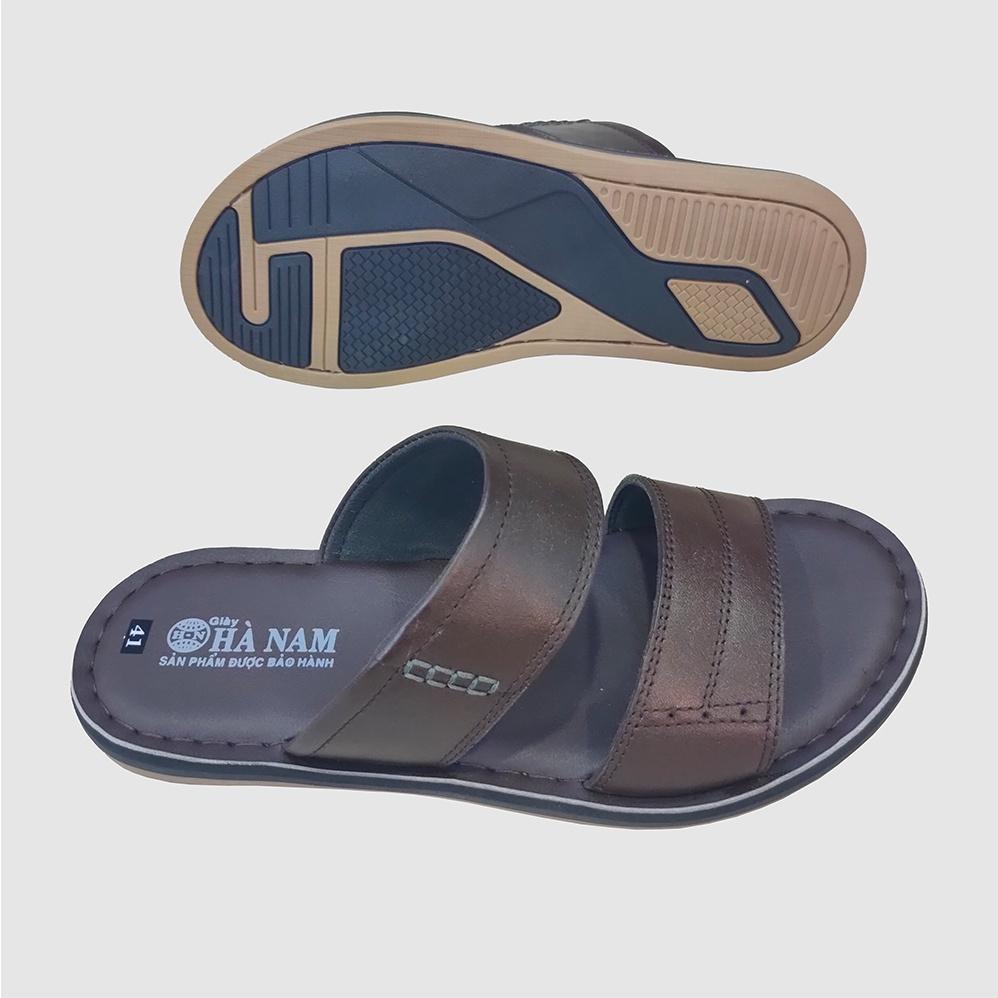 Dép Nam Quai Ngang Da Bò Thật TITI ĐÔ Cao Cấp DNA2153d