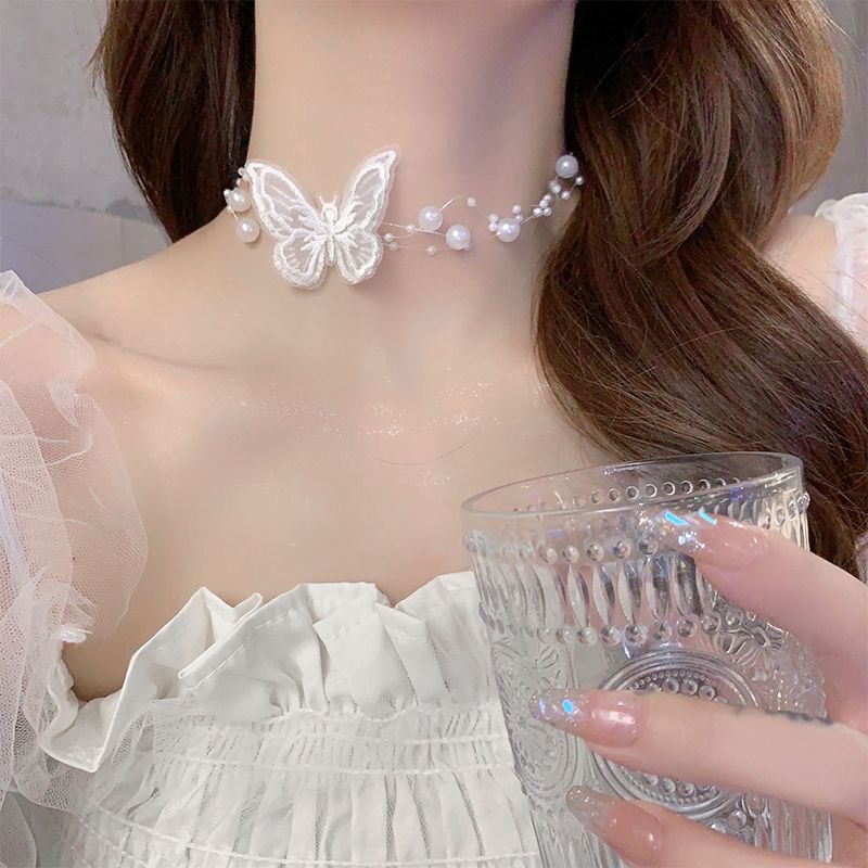 Vòng Cổ Choker Hạt Dây Mix Bướm Cực Xinh