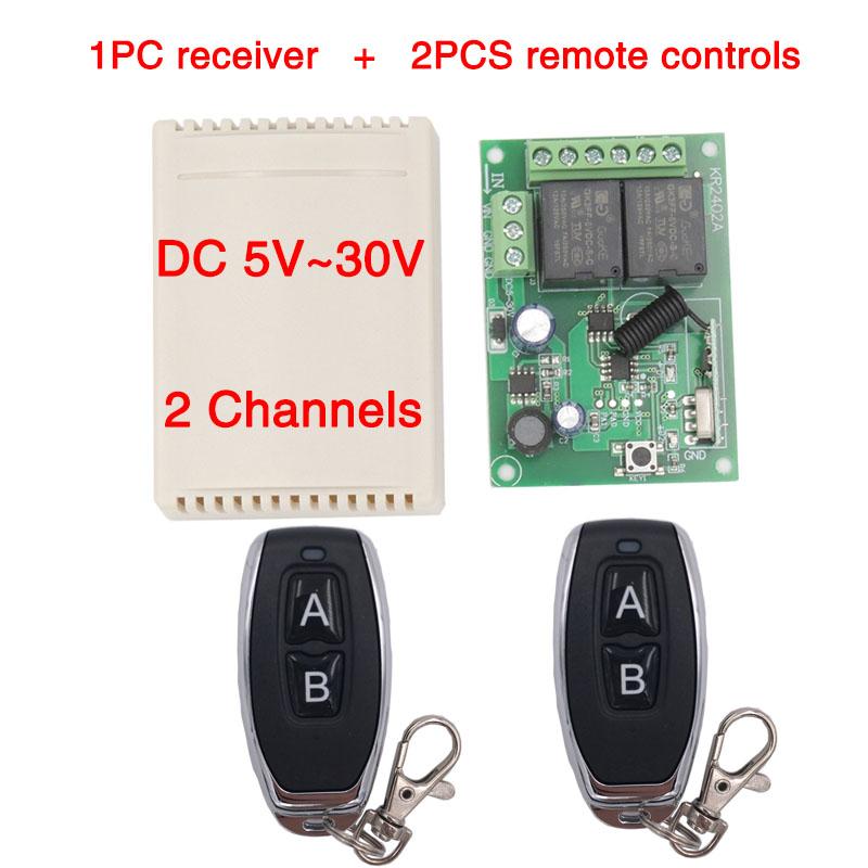 Công tắc không dây điều khiển điều khiển điều khiển từ xa 433MHz RF DC 5V 12V 24V 2CH RE