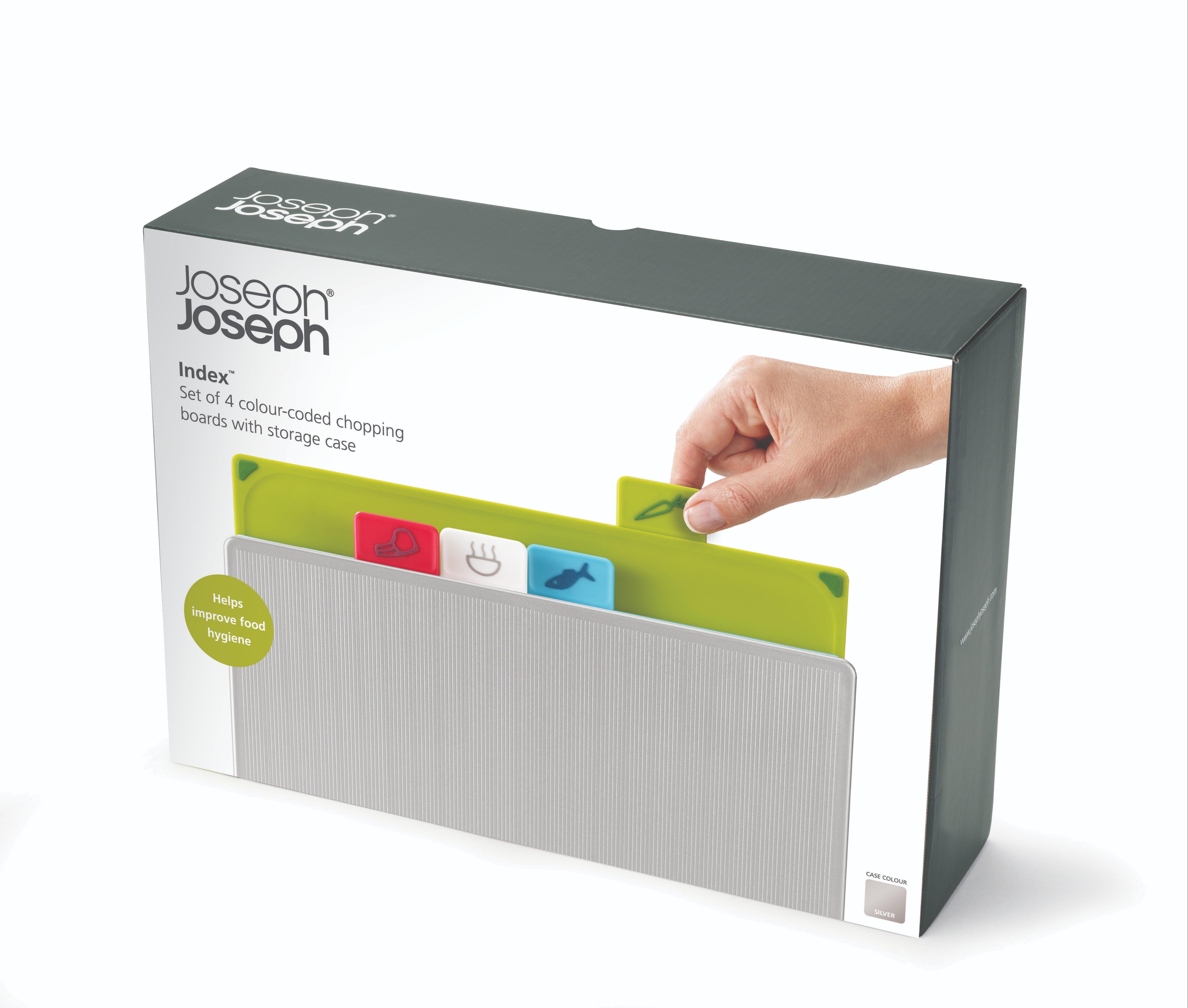 -Voucher lên đến 120K- Bộ thớt kháng khuẩn màu 4 cái JOSEPH JOSEPH màu xám JJ601343