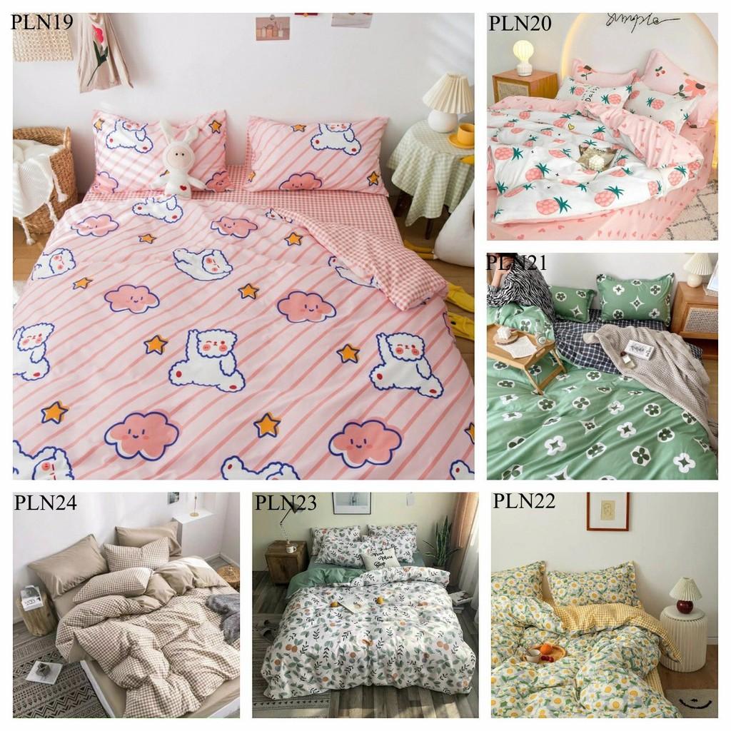 Trọn Bộ 4 Món Chăn Ga Gối Cotton Poly Nhập Mẫu GẤU TRÚC KẺ CARO đủ kích thước