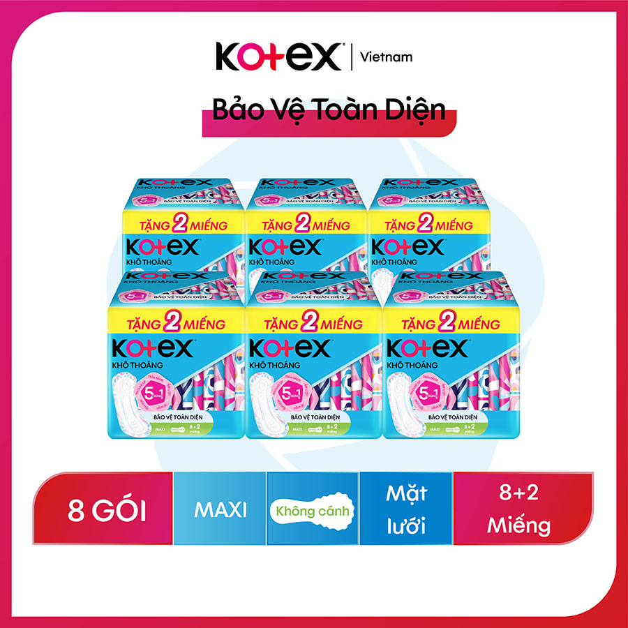 Combo 8 Băng Vệ Sinh Kotex Penta Khô thoáng Dày Không Cánh 8 miếng + Tặng 2 miếng