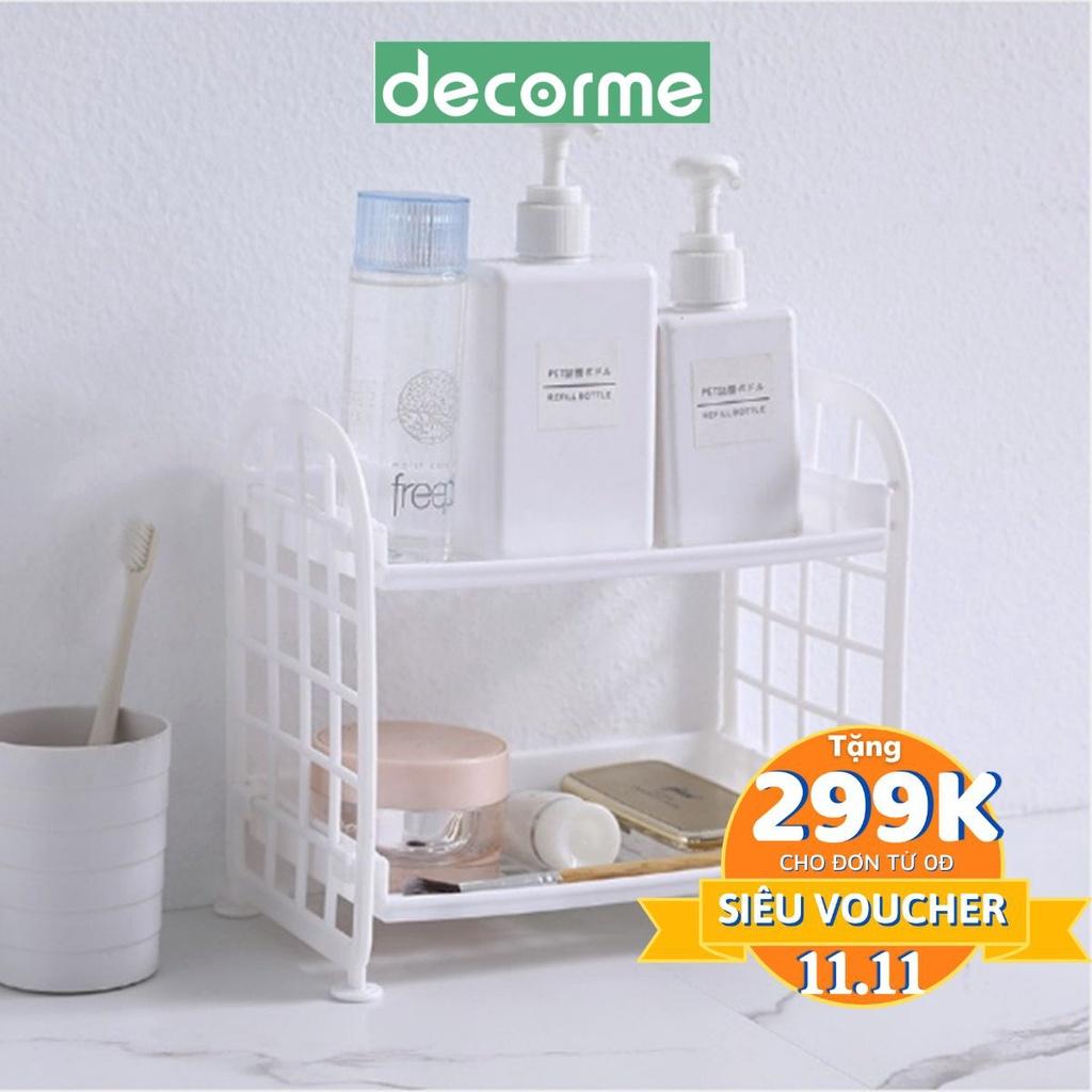 Kệ nhựa lắp ghép 2 tầng mini decor bàn học