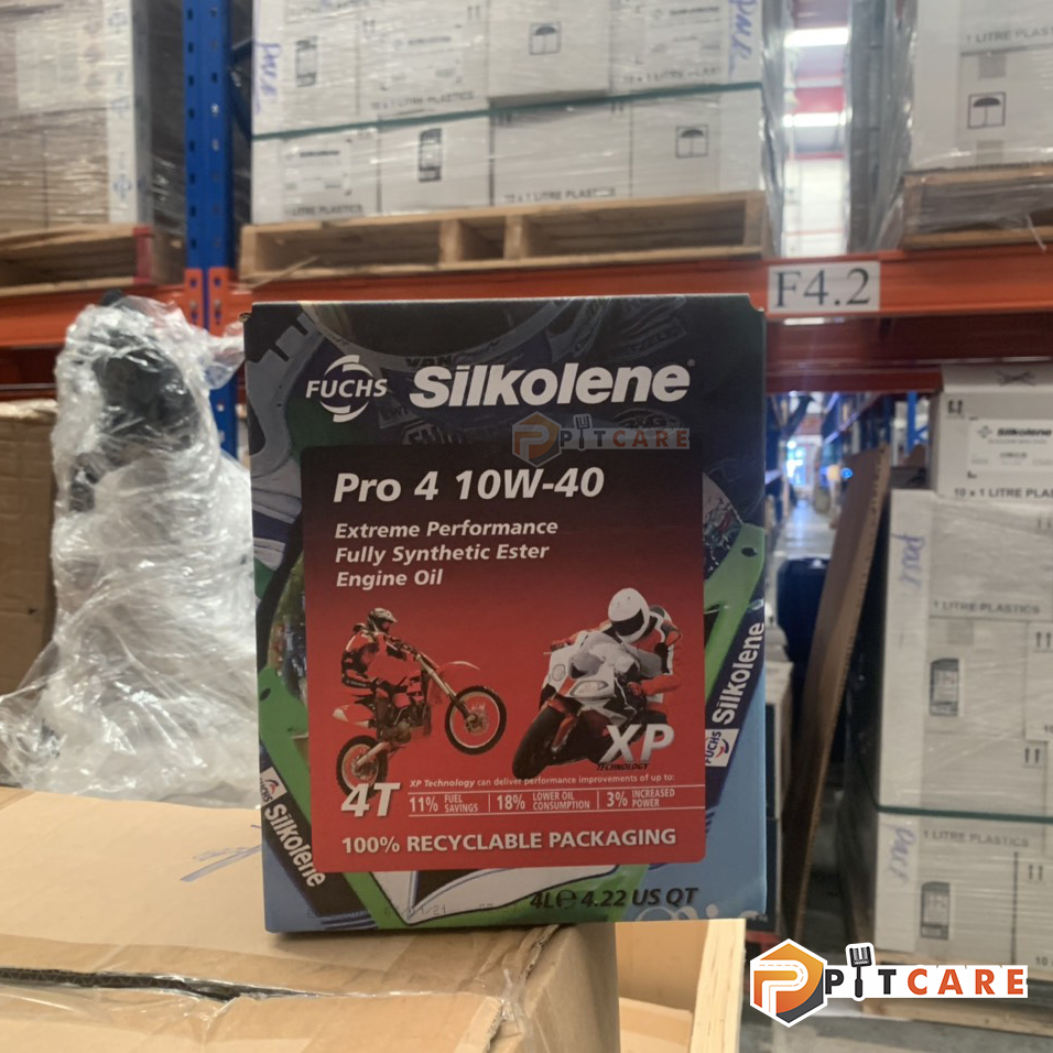 Nhớt Xe Máy Fuchs Silkolene Pro 4 10W40 Hộp Giấy 4 Lít Chính Hãng